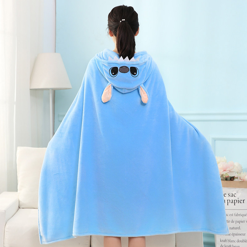 卡通可爱史迪奇睡衣服史迪仔披风斗篷宅人披肩毯办公室午休午睡毯