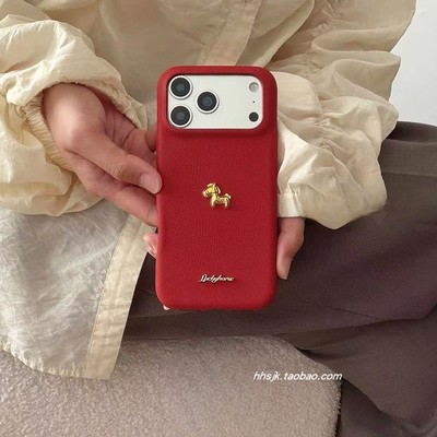 红色可爱小马适用OnePlus一加15/ACE6手机壳ACE5新年12创意卡通1+13全包ACE3PRO竞速版皮纹硅胶2V防摔软壳女