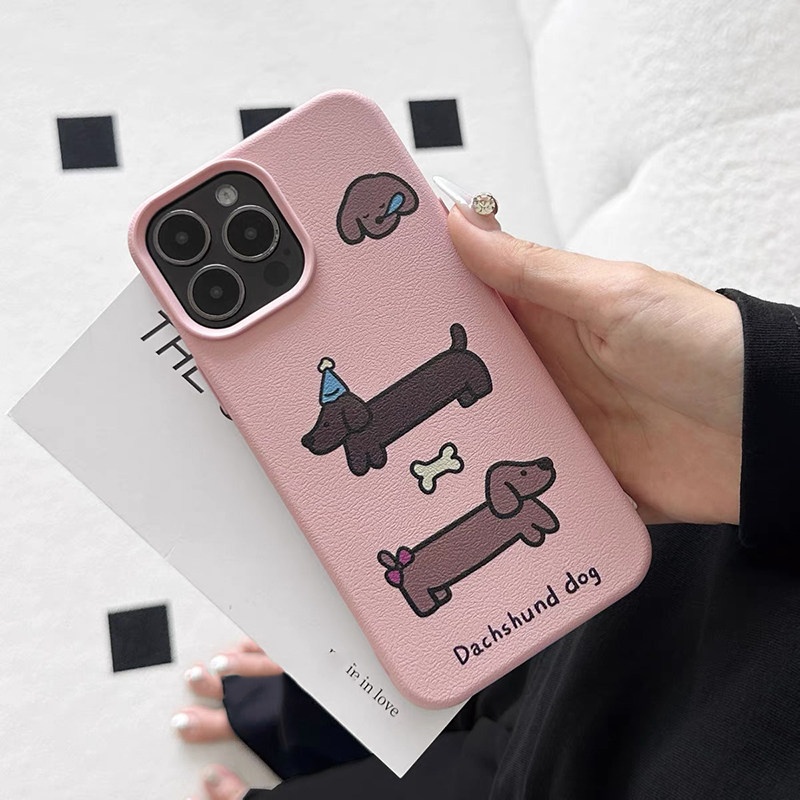 少女粉色腊肠狗Find X6适用OPPOReno11手机壳9/8/10PRO/A2小众5K/7女12简约A93S全包A1X硅胶A72软A58/A96/A2m