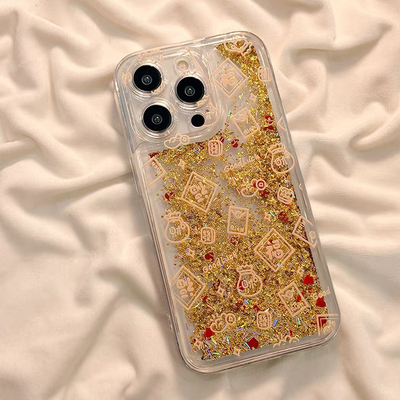新年发财金箔流沙手机壳