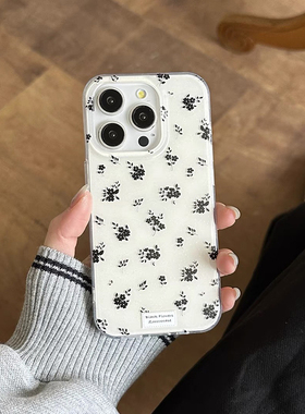 法式黑色小碎花适用IQOO13/Z9TURBO手机壳IQOO NEO9SPRO新款NEO6/7SE双层12全包10PRO防摔Z5简约Z8小众Z9X女