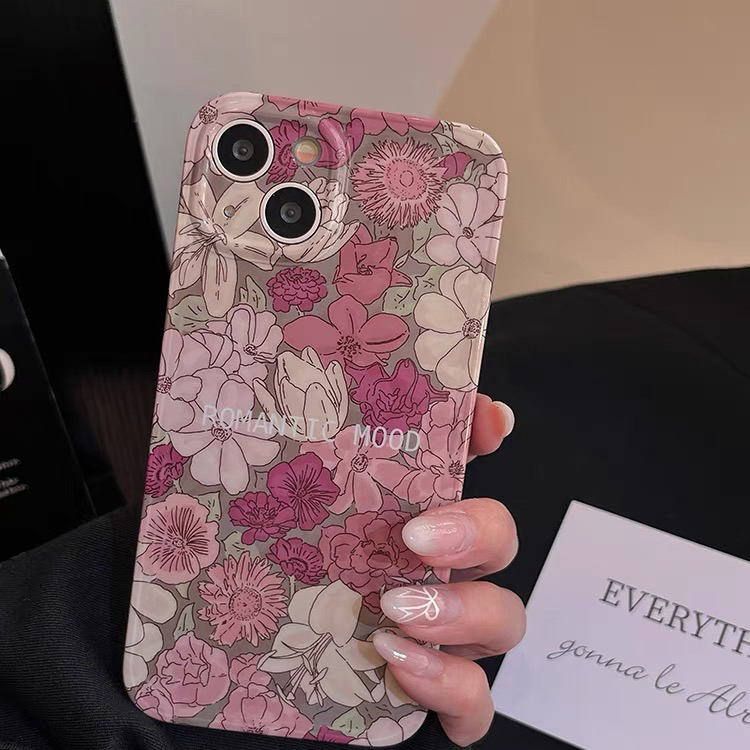 复古粉色花朵OPPO Reno11/9手机壳k10硅胶4SE镜头5K/6/7/8PRO+全包A53防摔A93s创意a92s/A72时尚r17/A58X女款