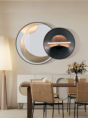 Гостиная декоративная живопись современная минималистская круглая диван Фоны стена роспись Nordic Light Luxury Creative Superposition Restaurant Hanging Painting