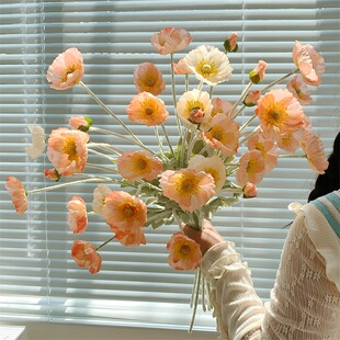 虞美人仿真花客厅装饰摆件餐桌花摆花绢花罂粟假花ins风摄影道具