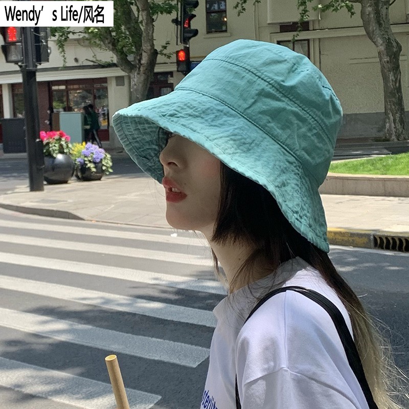 渔夫帽女夏薄款大檐可折叠短发遮阳帽夏季韩版太阳帽子女遮脸