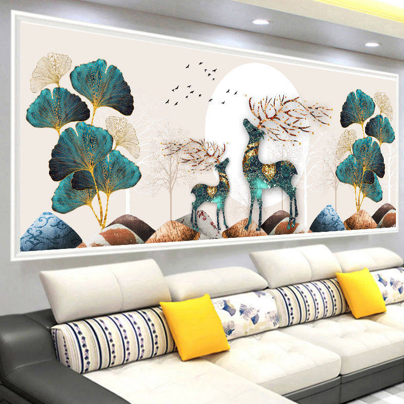 十字绣银杏发财麋鹿2026新款线绣简约客厅卧室刺绣欧式简单自己绣