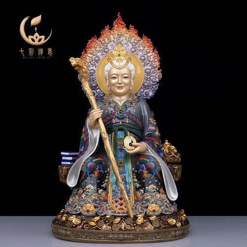 黄铜彩绘黑老太太神像堂口供奉黑妈妈佛像摆件铁刹山黑奶奶像祝福