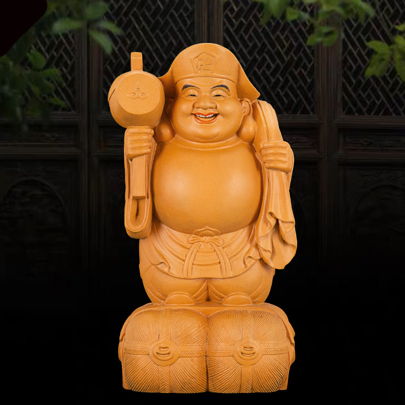 大黑天实木雕刻日本密宗财神像