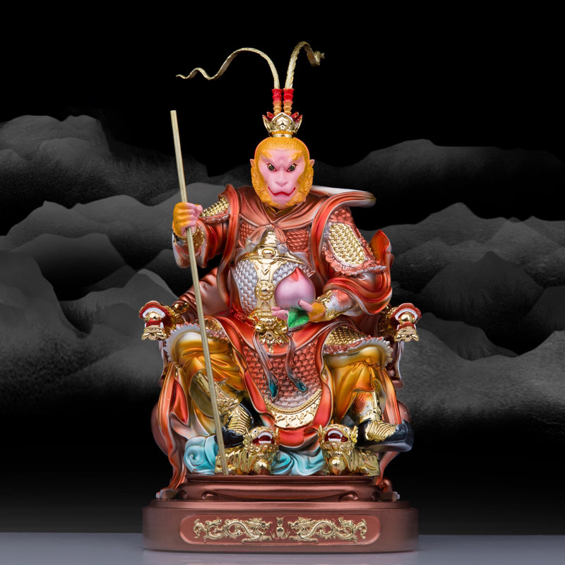 树脂齐天大圣孙悟空神像座椅斗战胜佛猴子金缕彩工艺品桌面摆件