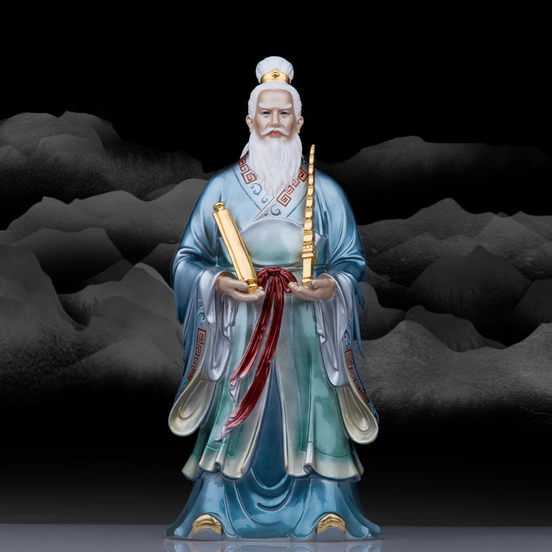 纯铜姜子牙姜太公神像铜彩姜尚齐太公站相现代高档家居工艺品摆件