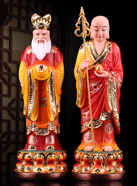 闵公道明菩萨大愿地藏王左右护法闻公长老道明和尚佛像供奉摆件