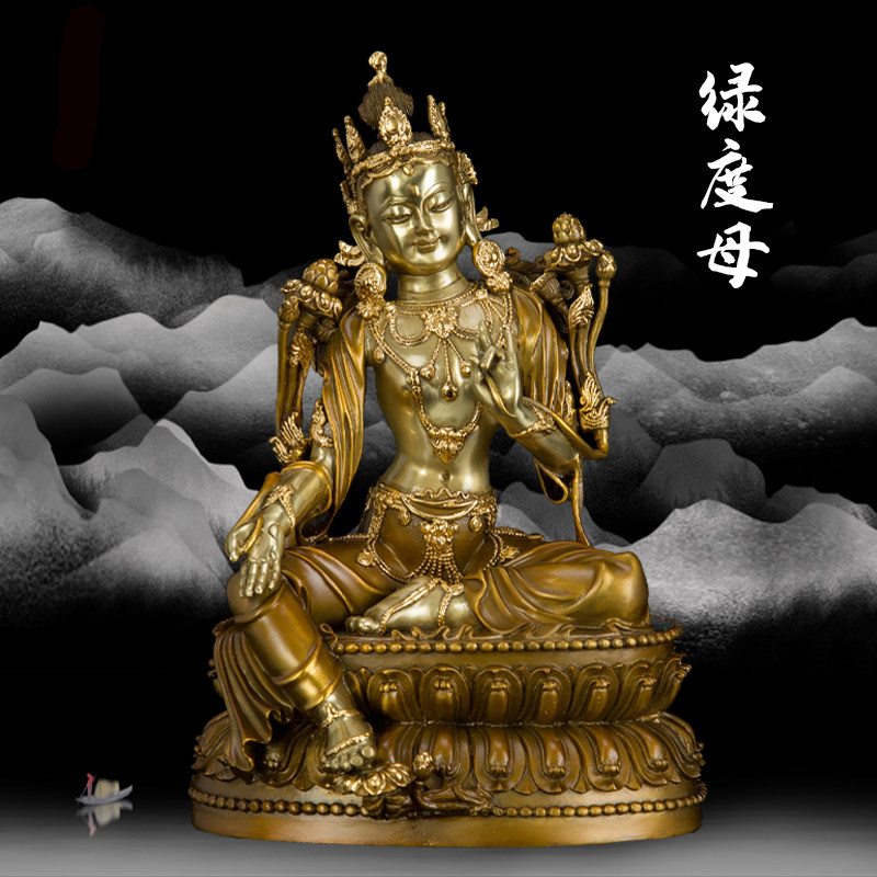 观音神像手工东南亚风绿度母菩萨