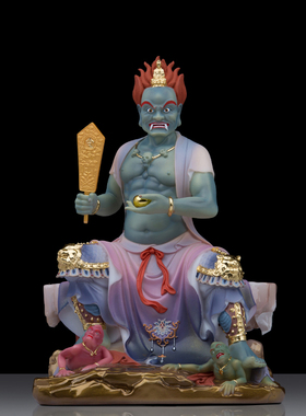 汉白玉贴金工艺面然大士佛像鬼王菩萨神像然面焰口鬼王家用摆件