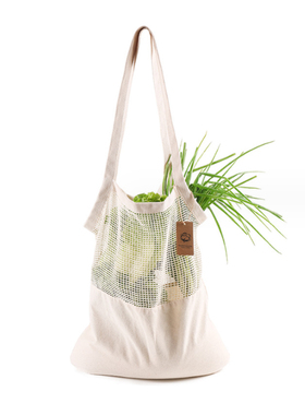 全棉环保购物袋Ecobag蔬菜肩背袋手提购物袋手礼棉布拼接网袋