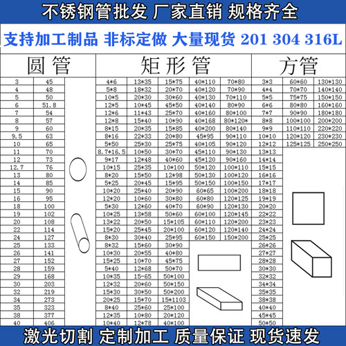 304国标不锈钢方管201/316方通