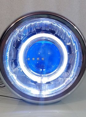 适用锐爽天剑7寸en125-150-2A-2F-大灯总成改装LED透镜天使恶魔眼