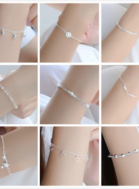 百搭925银甜美风铃铛森系姐妹链