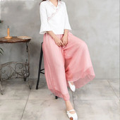 舞蹈练功裤 裙裤 宽松飘逸双层白色雪裤 休闲裤 显瘦 纺阔腿裤 春夏新款