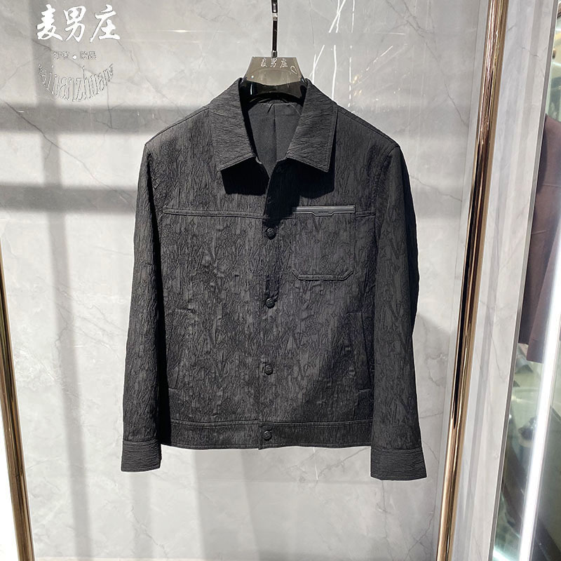 欧潮男士26秋冬新款商务休闲微弹舒适长袖夹克外套轻奢舒适搭扣韩