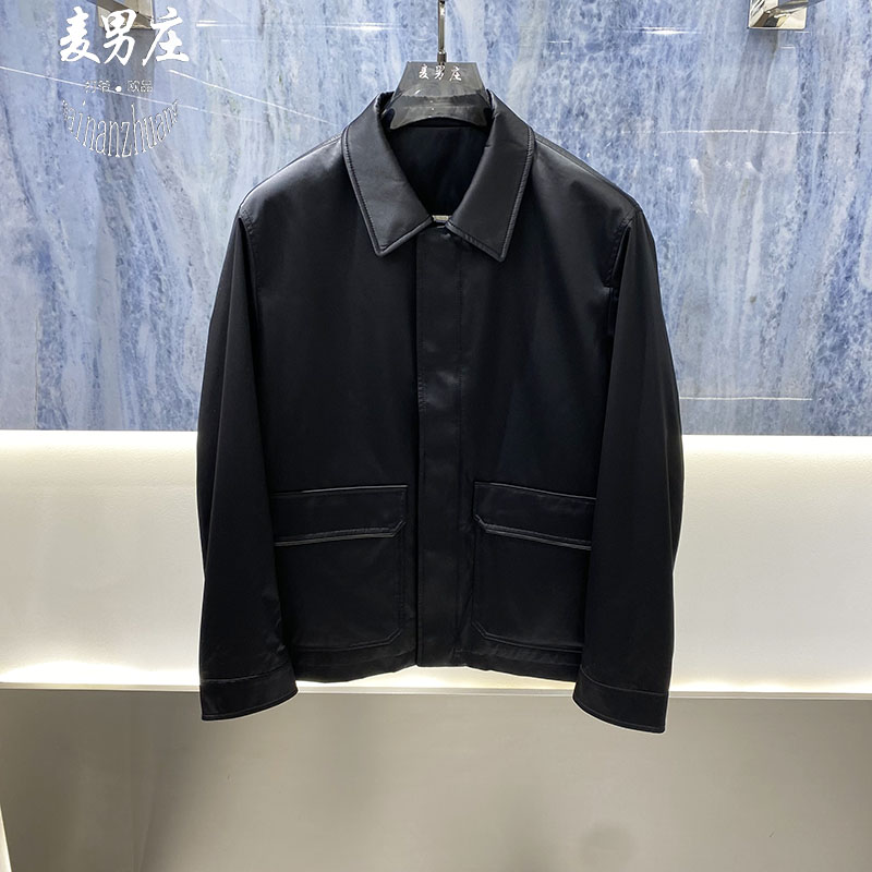 高端欧货男士秋冬翻领修身夹克