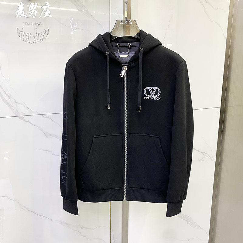 男士秋冬新款字母连帽修身夹克
