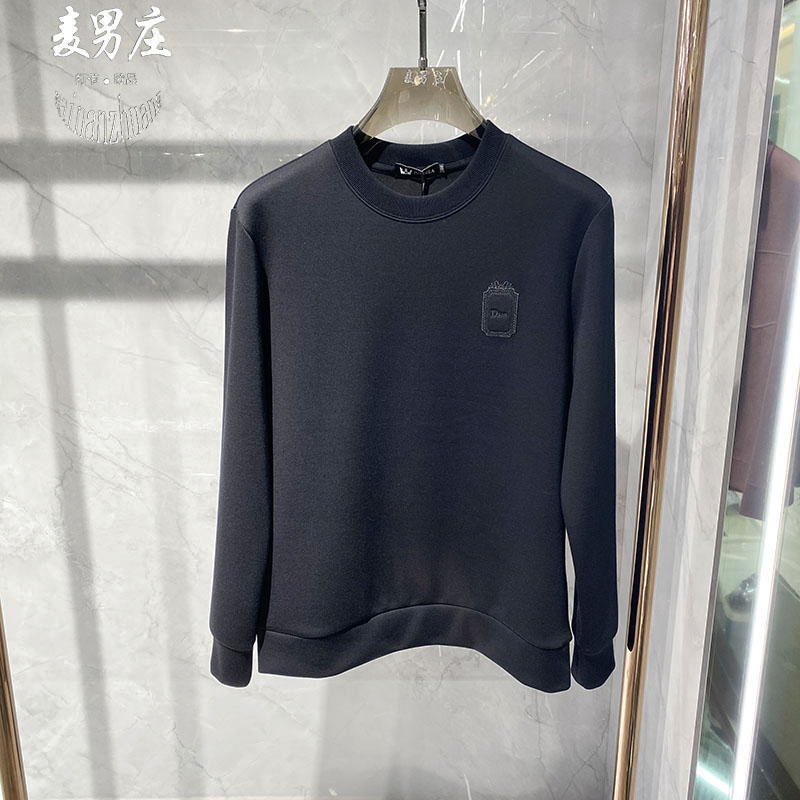 欧货潮流男士26秋冬新款圆领套头简约长袖卫衣修身短款舒适青年韩