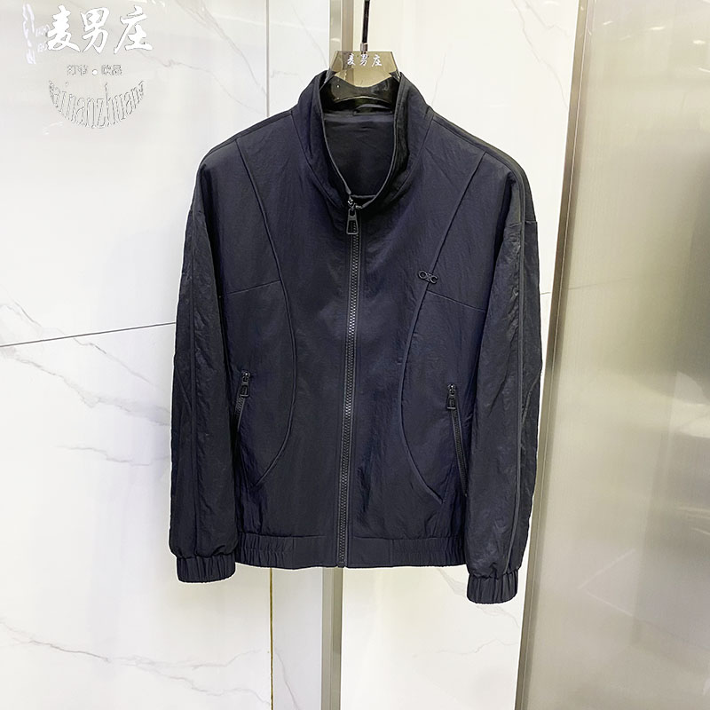 秋冬男士薄棉立领可翻拼接夹克
