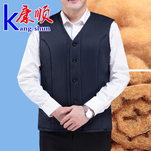 中老年驼绒棉马甲男爸爸冬季 加厚背心老人坎肩保暖外套爷爷马夹男