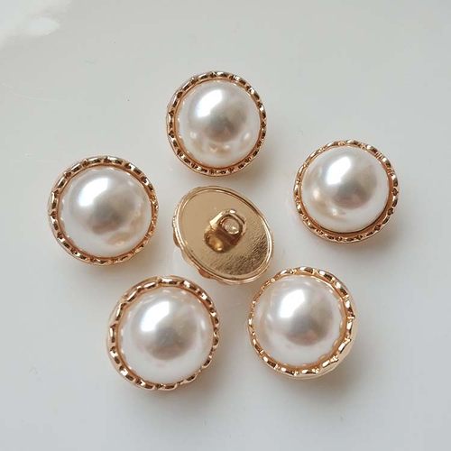 波浪边金色金属珍珠小香风纽扣子