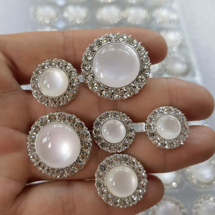 DIY高档精致透亮仿猫眼石气质百搭毛衣开衫外套纽扣水晶钻石扣子