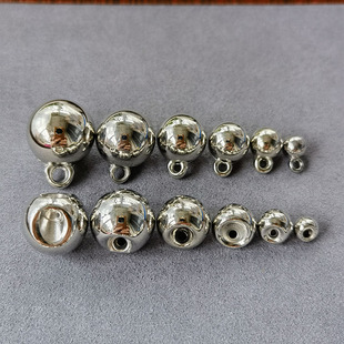 DIY圆球形边孔ABS塑料纽扣银色民族服饰配件衬衣开衫连衣裙小扣子