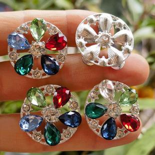 混彩镂空花朵圆形扣子连衣裙外套水钻纽扣西服大衣皮草装饰扣子