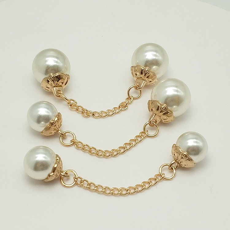 双头珍珠链条对扣女针织衫衣毛衣外套金属链条领口胸前DIY辅料,居家布艺,纽扣,淘宝优惠券,粉丝福利购,淘宝优惠卷