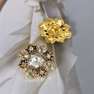 DIY高档金属镂空西服大衣金色复古纽扣子镶钻小香风外套裙子钮扣