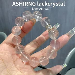 灵石之约天然水晶粉水晶手链女轻盈通透粉冰晶手串夏日星光彩虹