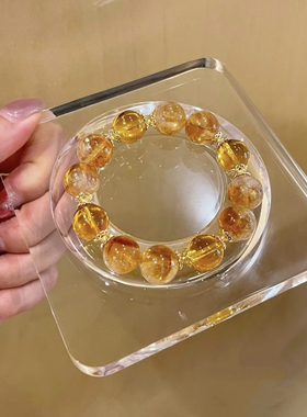 【四方纳金】黄金心愿保真阿赛黄水晶手链女手串生日礼物12mm