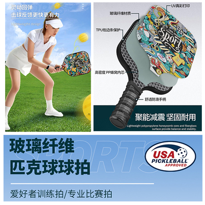玻璃纤维pickleball匹K球拍套装