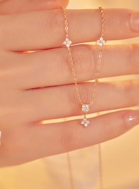 925银莫桑石手链小众四叶草项链