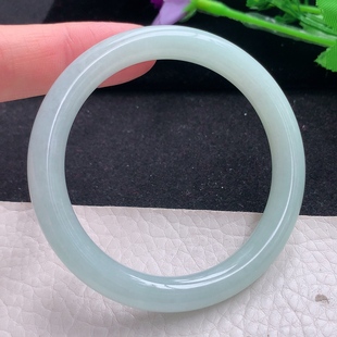 叮当镯 翡翠A货玉手镯浅绿水润圆条玉手环 n小圈口52 8美人镯