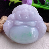 11.5天然翡翠春带彩大佛公 Zen实拍44.6 47.8 开心佛玉吊坠玉挂件