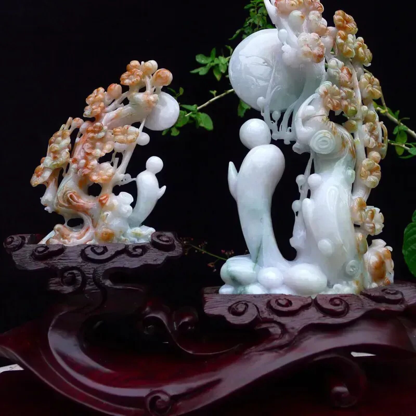 天然缅甸翡翠红翡悟道摆件梅花高档橱柜摆件招财进宝装饰摆饰