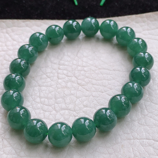 天然A货翡翠危料冰透蓝水圆珠手串手链玉珠珠手串10mm男女款首饰