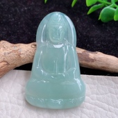31.3 lz实拍缅甸翡翠精雕冰晴底素衣观音玉吊坠 玉挂件50.9 5.2mm