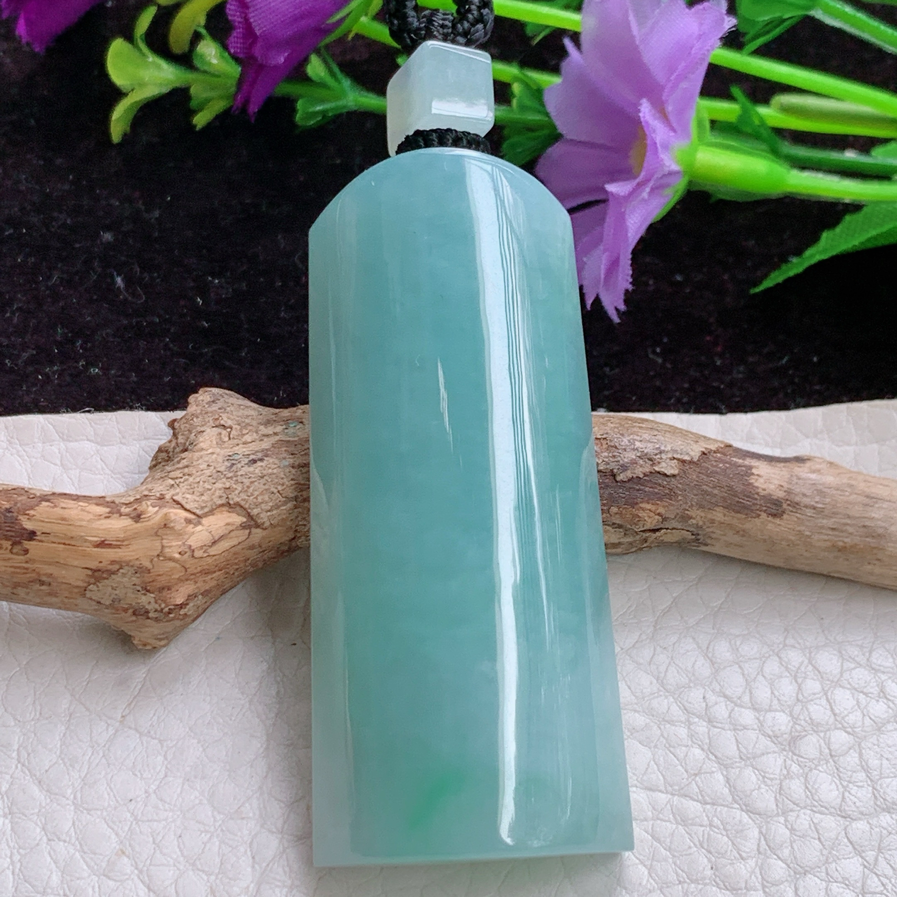 mut实拍58.3*25*12.2特色缅甸翡翠胶感平安无事牌玉坠 玉挂件