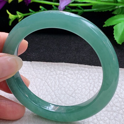 nr韵味款57*9.2*9.2平安镯 天然翡翠危料手镯冰蓝宽边正圈玉手环