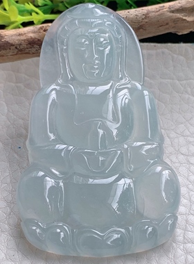 ktj实拍68.2*41.6*5.6缅甸翡翠冰种厚装大观音牌吊坠白月光菩萨