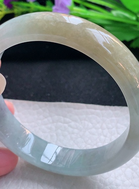 js实拍58*13.6*7.6平安镯 天然缅甸翡翠玉手镯冰双彩宽边玉手环