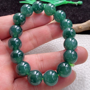 xj实物实拍天然翡翠蓝水大圆珠手链玉珠链手串尺寸12.8mm