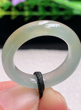 zl自然光20*6*4天然缅甸翡翠a 货19.5mm内径冰糖雪梨黄玉戒指