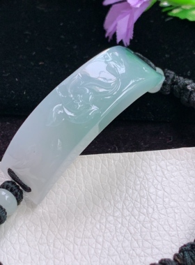 mut实拍44.7*13*8.5缅甸翡翠特色老坑精雕冰清玉洁手牌 手串